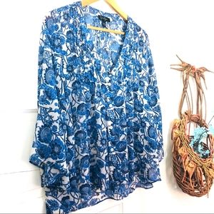 Boho Jessica Simpson Sheer Floral Top Sz L